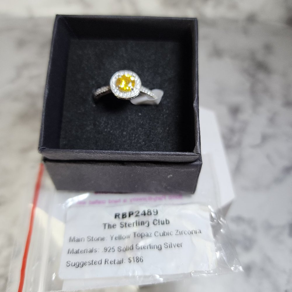.925 Sterling Ring | Yellow Topaz Cubic Zirconia | Size 10